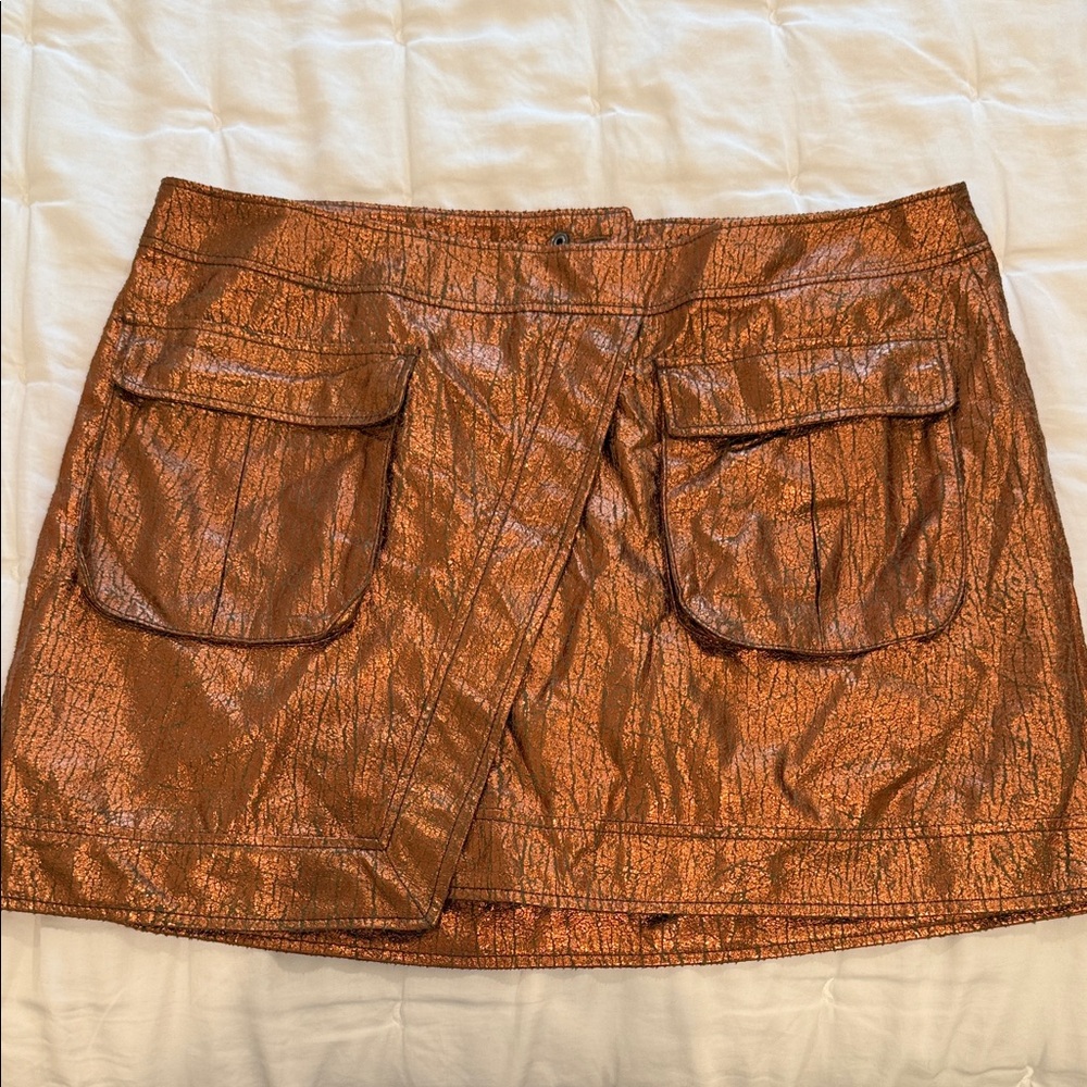 Metallic Copper Mini Skirt